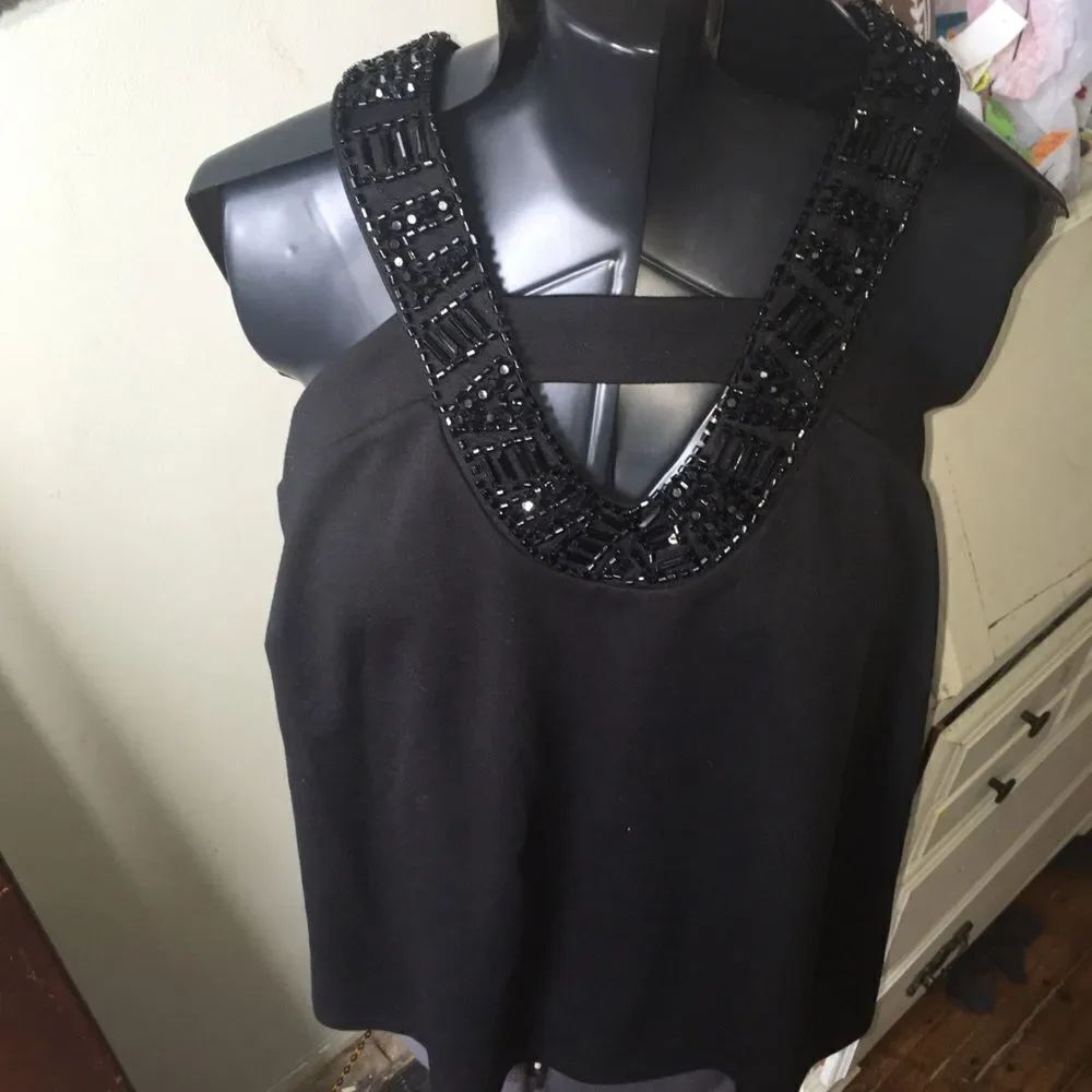 Lane Bryant beaded neckline heavy knit sleeveless 18/20 blouse